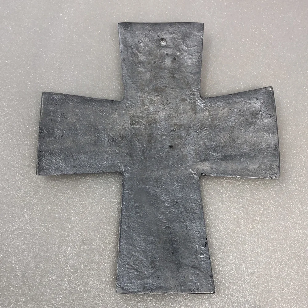 Vintage Pewter Cross Silver Tone Religious Decor